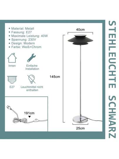 Vloer Lamp Living Room Zwart Moderne E27 Flame Foot Switch Old Metal Industrial Bedside Elegante Bedroom Office Height 145CM view 3