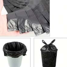 50/100pcs Durable Garbage Bags - Portable Polyethylene Trash Bags For Kitchen, Bathroom, Bedroom And Living Room, Home Organization | Stylish Design |, Black Trash Bag Dispenser