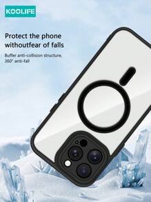 1pc Koolife Magnetic Wireless Charging, Metal Button, Built-In Lens Film, Skin-Friendly Transparent Anti-Fall Full Coverage Phone Protective Case, PC+TPU, Compatible With IPhone 17 ProMax/17/17 Pro/17 Air/12/12 Pro/12 ProMax/13/13 Pro/13 ProMax/14/14 Plus/14 Pro/14 ProMax/15/15 Pro/15 Plus/15 ProMax/16 Pro/16 Plus/16e/16 ProMax