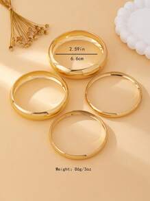 4pcs Fashionable Minimalist Smooth Bangle Bracelets, Suitable For Women's Party, Dinner, Gift