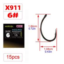 Hirisi 15pcs Micro Barbed PTFE Coated High Carbon Steel Fish Hook With Eye Carp Fishing Accessories - Silver - View 6
