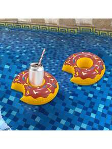 2pcs Inflatable Doughnut Cup Holders, Thick PVC Material Floating Pool Beverage Coasters, Suitable For Swimming Pool Party, Beach, Outdoor Water Recreation Activities - Multicolor - View 8