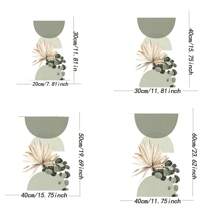3pcs Bohemian Wall Arts Abstract Beige & Green Plant Eucalyptus Geometric Wall Art Posters, Green Medieval Modern Botanical Bohemian Wall Decor, Ideal Gift For Bedroom, Living Room, Hallway, Mint Green Geometric. Optional Frame