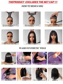 Mixed Color Short Bob Wigs With Bangs 12 Inch Straight Hair Wigs For Women Soft Light Synthetic Hair Replacement Wigs Heat Resistant Wigs For Daily Party Use