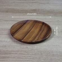 1pc Circular Wooden Tray, Rosewood Design, Fruit/Snack/Condiment Dish, Rustic Style