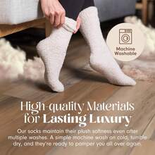 Calcetines de Nube Ultra-Luxe Cálidos y Acogedores para Mujeres y Hombres - Calcetines de Dormir de Tela Súper Suave y Lujosa - Gris paloma/blanco crema/rosa rubor - Ver 11