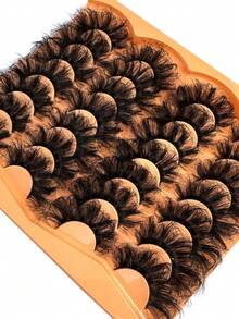 14 Pairs Thick Natural Looking Soft Fluffy 3D False Eyelashes Russian Curl Multi-Layer Dramatic Messy Mink Eyelashes Smart Full Eyelash Strips Lengthening, Reusable - 濃密款 - 查看 5