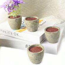 2pcs/4pcs Artificial Gray Succulent Flower Pots, Mini Planter For Home Decor, Party & Holiday - Grey - View 5