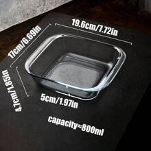 1pc Square Baking Dish, High-Borosilicate Heat-Resistant Lead-Free Glass, For Salad, Dessert, Baking Oven And Microwave