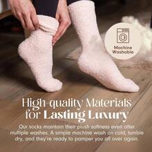 Calcetines de Nube Ultra-Luxe Cálidos y Acogedores para Mujeres y Hombres - Calcetines de Dormir de Tela Súper Suave y Lujosa - Gris paloma/blanco crema/rosa rubor - Ver 7
