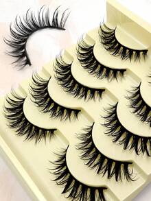 Asiteo 5 Pairs Exaggerated Cartoon Big Eye Effect False Eyelashes, Full Strip Lashes, Spiky Cartoon False Lashes, Suitable For Daily Wear, Cosplay, Party Makeup - 尖尾漫畫款 - 查看 5