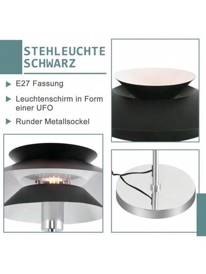 Vloer Lamp Living Room Zwart Moderne E27 Flame Foot Switch Old Metal Industrial Bedside Elegante Bedroom Office Height 145CM view 4