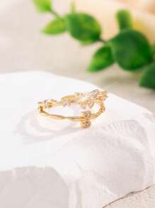 1buc auriu, elegant, lux, la modă, personalizat, cu 26 de litere, design fluture, inel de femeie, ca cadou pentru prieteni, surori, mame, soții, iubite pentru vacanță, ziua de naștere, aniversare, Crăciun