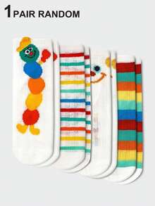 4 Pairs/Pack Kid Rainbow Striped Caterpillar Socks With Mesh Ventilation, Spring/Summer Thin Breathable Socks For Children - Multicolor - View 8