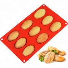 2 pièces Moule à Madeleine, Moule à Madeleine Anti-Adhésif, 9 Cavités, Réutilisable, Moule à Madeleine en Silicone, Moule Coquille Avec Brosse, Pour Madeleine, Biscuits, Chocolat, Pudding