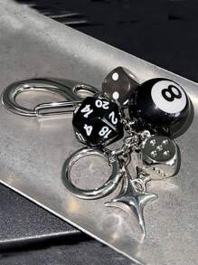 8pcs Dice Pendant Keychain, Handmade DIY Decoration Charms, Vintage Style Keyring, Suitable For Gifts, Bags, Keys, Car Ornaments