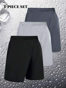 3 Pieces Of New Summer Men's Shorts Personalized Print Pattern Elastic Waist Drawstring Pants Comfortable Casual Sports Regular Large Size Big Pants