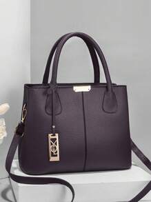 Minimalist Solid Color Women Handbag, Elegant Ladies Dual Handle Shoulder Tote Bag, Fashion Female Work Bag Crossbody Commuter Bag, Pendant Decor Classic Top Handle Shoulder Bag, Mother's Day Gift Suitable For Business Trip/Commute/Work/Office