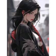 1pc/3PCS Wall Arts Posters Girl Kimono Samurai Knife Poster Cute Anime And Manga Girl Samurai Canvas Painting Printed Wall Art Pictures Suitable For Children's Room Home Decoration, Frameless/Framed ,Wall Art With Frame