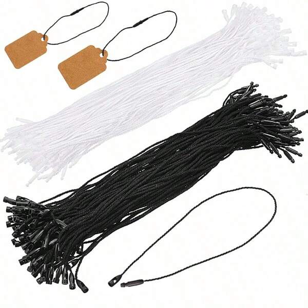 100pcs Polyester Garment Tag Ropes With Plastic Snap Fasteners Bullet Beads For Clothing Labels Retail Tags And Festival Supplies