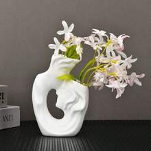 1PC,Creative Vase In The Shape Of A Human Face. Artistic Couple - Shaped Vases In Black, White, And Gold. Vases With Couple Silhouettes. Table Sculpture Vases For Weddings. Decorations For The Dessert Area, Offering Greater Ornamental Value.