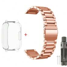 Hülle + Edelstahl Metalarmband kompatibel mit Redmi Watch 5 Active Band, TPU weiche Hülle Bildschirmschutz kompatibel mit Redmi Watch 5 Lite Metallarmband