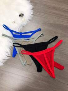 1pc Customized Sexy String Thong With Personalized Photo/Image/Portrait/Funny Print, Charming Ice Silk Panty, Great Gift For Anniversary, Memorial Day, Birthday, Friend, Lover