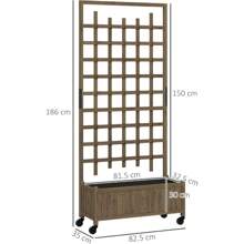 Wooden Trellis Planter, Raised Beds For Garden With Wheels And Drainage Holes, Privacy Screen Planter Box To Grow Vegetables, Herbs And Flowers For Garden, Patio, Deck, Natural