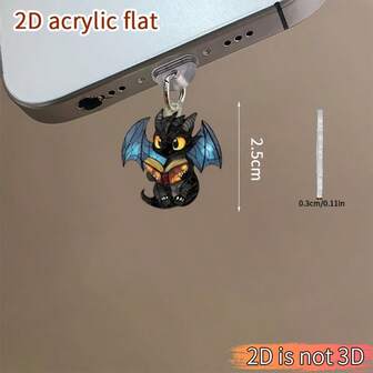 1pc 2D Acrylic Dragon Shape Phone Dust Plug, Compatible With Lightning/Type-C, Mobile Phone Care And Maintenance, Ideal Holiday Gift