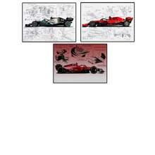 1 pièce/3 pièces Affiches d'art mural en option Cadre Pop Design de course Dessin F1 Cadeau de course cool garçon Décoration Offre Impression sur canevas d'affiche Peinture vintage Fond de chambre à coucher bar Décoration intérieure populaire