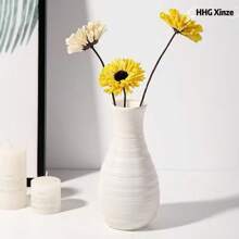 Florero de plástico de unicolor estilo nórdico, duradero y antideslizante para decoración de flores artificiales, soporte creativo y minimalista para arreglos florales para la sala de estar