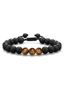 1 pieza Pulsera con cuentas con diseño de béisbol y tarjeta de bendición, pulsera con dije de cruz
