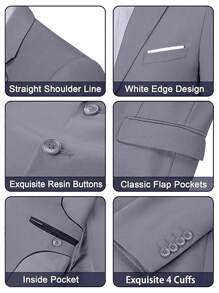 Traje de hombre Furuyal: Chaqueta tipo esmoquin de caballero de color sólido, set con corbata, mangas largas, corte slim, para viaje, boda, fiesta, negocios, Día de la Independencia, color gris claro en tallas XS-3XL