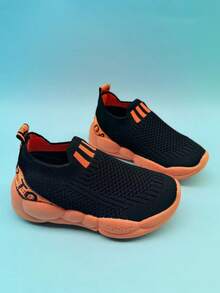 儿童透气网眼运动鞋，男童休闲跑步运动鞋，防滑鞋底，春秋季 - 橘色 - 查看 2