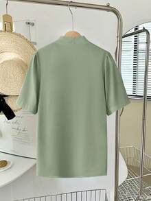 Free Form 夏季新款 V 领女衬衫，秋冬开衫，优雅商务休闲通勤装，毛茛黄色，百搭修身可爱上衣，复古韩版风格，尺码偏大，建议订购小一码 - 抹茶綠 - 查看 3