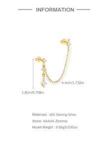 1Pc Minimalist 925 Sterling Silver Earring For Women Vintage Tassel Stud Earring Perfect For Daily Wear Bridal Jewelry Fine Jewelry - Gold - View 6