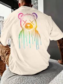 Shirt Oversized Streetwear Bear Bear Rainbow Skate Punk Rock Tie Dye REF 7194 FLUXOGEEK - Màu Khaki - Xem 5