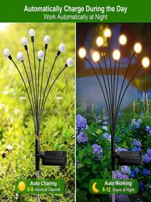 1PC 6/8/10Lights 18650-600mAh Solar Firefly Lights Outdoor Garden Decoration Landscape Lights Lawn Lights Suitable For Festive Decoration,LED Solar Firefly Lights For Courtyard Garden Decoration, Christmas Wind Swaying Firefly Ground Mounted Lawn Lights