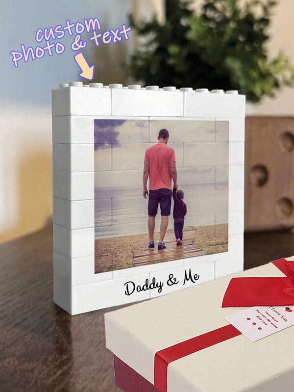 1 Stück personalisierter Baustein mit Foto und Text-Logo, individualisierter Baustein Puzzle