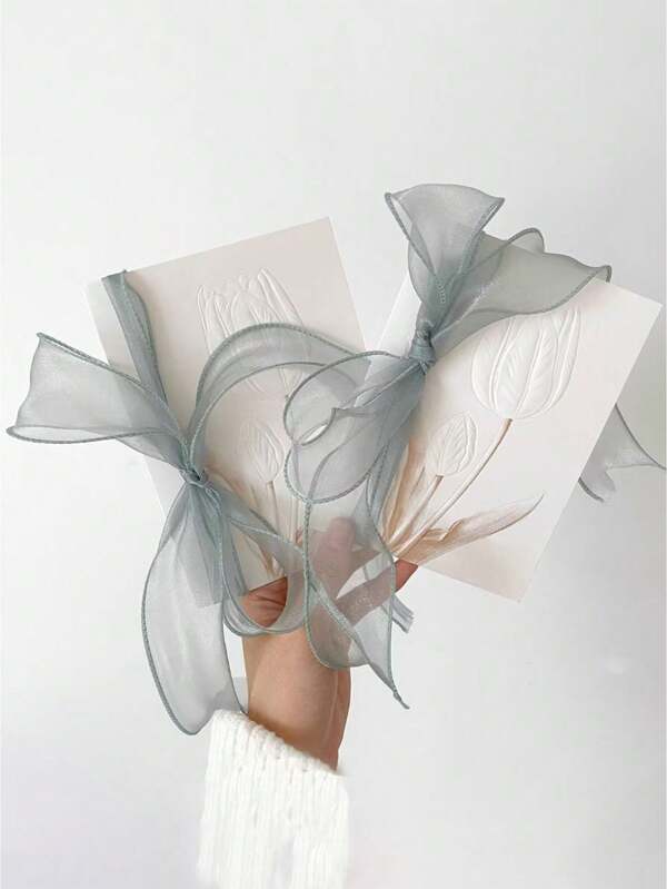 1pc Delicate Ribbon Greeting Card (1 Card + 1 Envelope + 1 Letter Paper + 1m Ribbon) - Gift For Best Friends, Him/Her, Colleagues, Boyfriend, Girlfriend, Thanksgiving, Confessing, Birthday, Message, Postcard, Holiday Gift School Supplies,Back To School