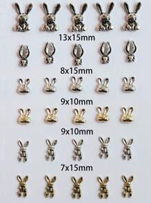 30 pezzi decorazioni per unghie in lega 3D a forma di coniglio punk, motivi teschio e coniglio gotico, cristalli di lusso e strass in lega per decorazione unghie fai-da-te per donne, stile premium in metallo a forma di cuore, set decorazioni unghie, accessori per unghie, kit unghie, per salone di bellezza e professionisti unghie