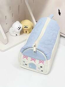 1 件卡通小房子设计笔袋，可爱清新简约铅笔盒，大容量学生小众收纳袋，可容纳 20-30 支笔，返校礼物