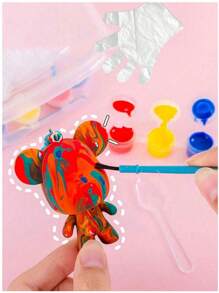 1/3/5 Cartoon Resin Bear Keychains, DIY Fluid Bears, Children's Handmade Drawing, Suitable For: Valentine's Day Gifts, Party Decorations, Party Gifts (Random Style And Color), Mother's Day Graduation Ceremony,Back To School,School Supplies