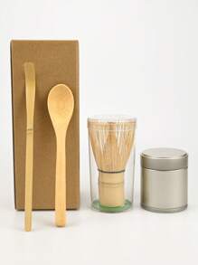 4 Stück/Set japanischer Stil Matcha Dose Holzlöffel exquisite Unterpackung Dose perfektes Geschenk für Zeremonien, Schulanfang