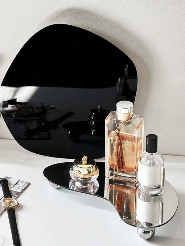 1pc/2pcs Asymmetrical Black Acrylic Tray - Elegant Holder For Aroma Diffuser & Fragrance, Jewelry Box, Luxury Home Decor - Stand-Alone Artistic Decoration, Suitable For Living Room, Bedroom, Office Back To School