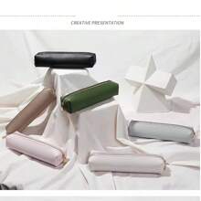 INS Minimalist PU Leather Stationery Pencil Pouch, Multi-Functional Cute Student Cosmetic Makeup Brush Storage Bag, Japanese Style Design For Girls