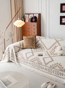 1 pieza Manta de sofá de chenilla estilo bohemio, antideslizante, lavable a máquina, apto para mascotas, adecuada para sofás de 1/2/3/4 plazas y conjuntos de sofás en forma de L, decoración del hogar para la sala de estar