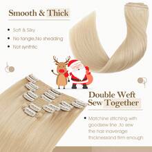 Seamless Thick 110G-170G Clip In Remy Human Hair Extensions Double Weft 8PCS 18Clips Full Head Easy To Install 10-24" #24 Natural Blonde - #24 Natural Blonde - View 4