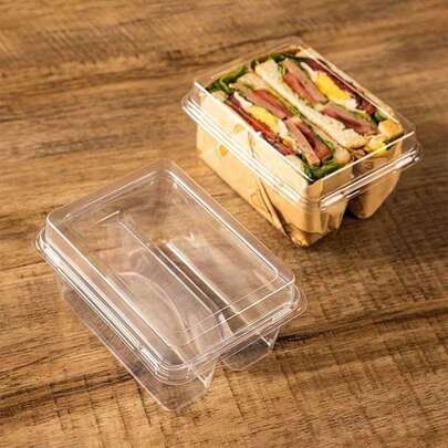 Hộp đựng bánh sandwich giấy Kraft, hộp đựng đồ ăn trưa mang đi cho bánh sandwich, không có nhãn dán
