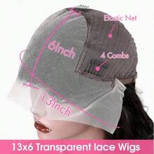 Bob Wigs Water Wave Lace Front Human Hair Wig 13x6 HD Lace Preplucked With Baby Hair Bleached Knots Invisible Lace 250Density Bob Hair Wig - Natural Black - 查看 2